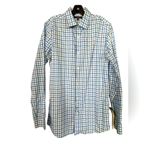 Banana Republic grant fit non iron cotton stretch plaid button down size m tall - Picture 1 of 12